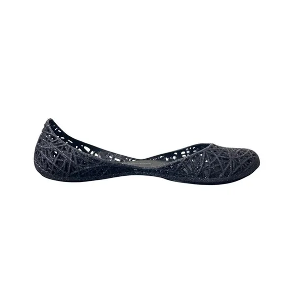 Melissa + Campana Black Jelly Flats Womens Size 7 - Picture 4 of 10